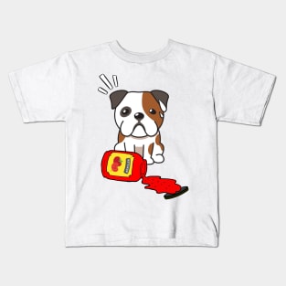 Bulldog Spilled a bottle of ketchup Kids T-Shirt